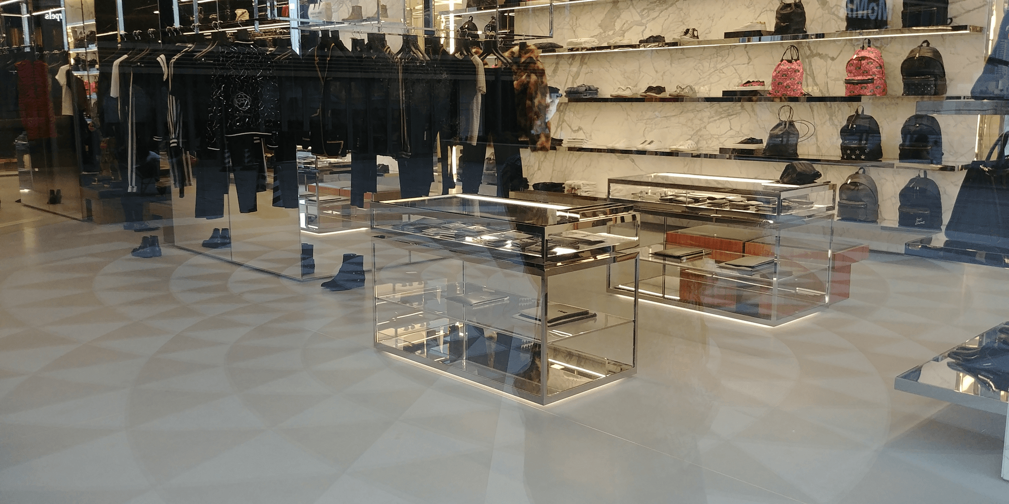 Industrial warehouse with polished concrete flooring
