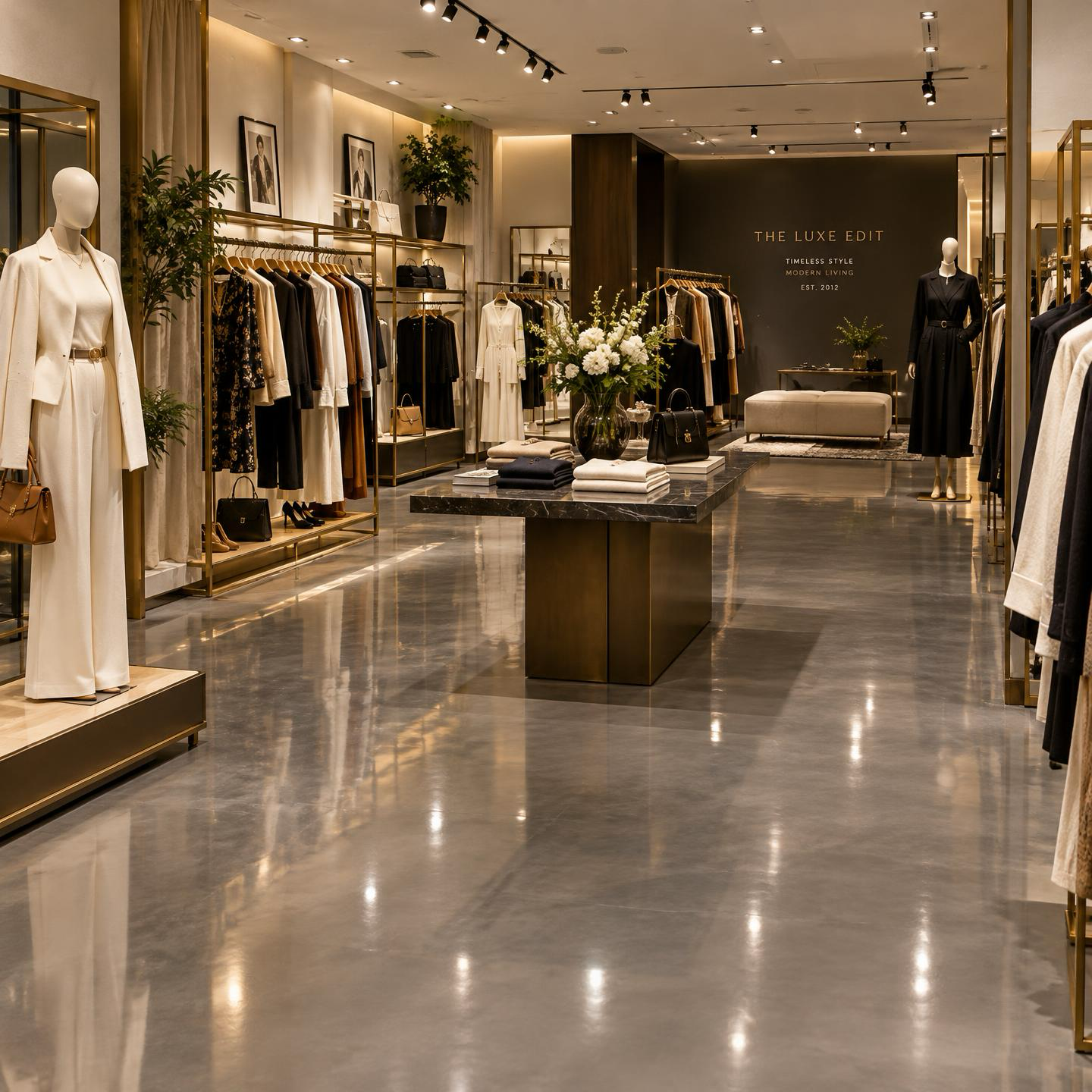 Restaurant interior with polished concrete